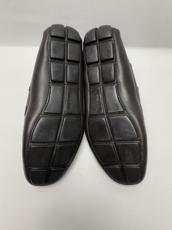 Prada Brown Leather Driving Loafers Size 9